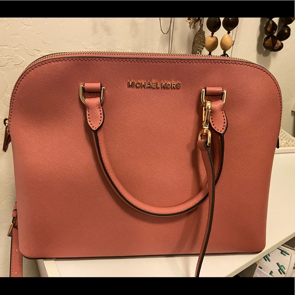 Large pink Michael Kors Cindy dome purse